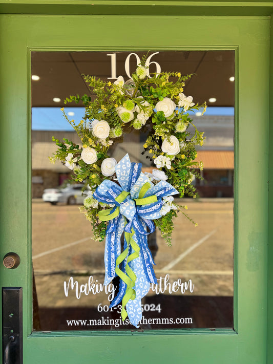 Blue Cheetah Print Bow