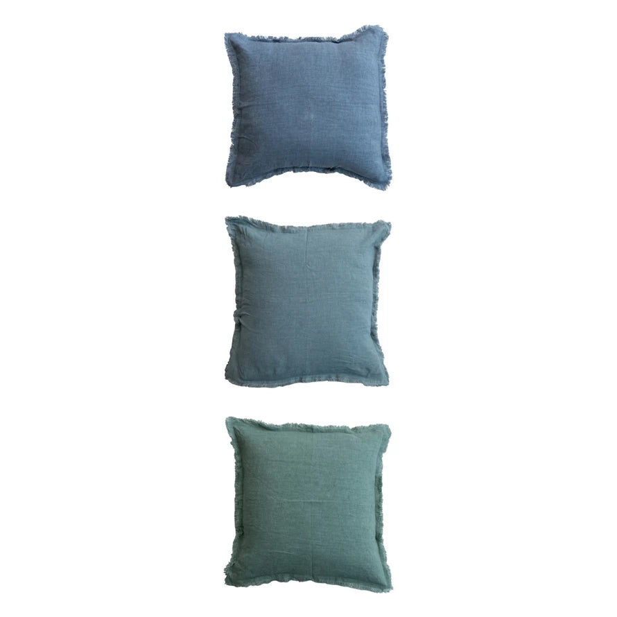 20" Square Stonewashed Linen Pillow, 3 Colors