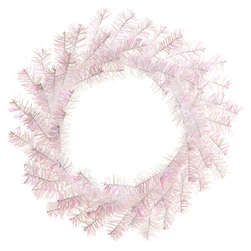 22" WHITE AND PINK TINSEL WREATH