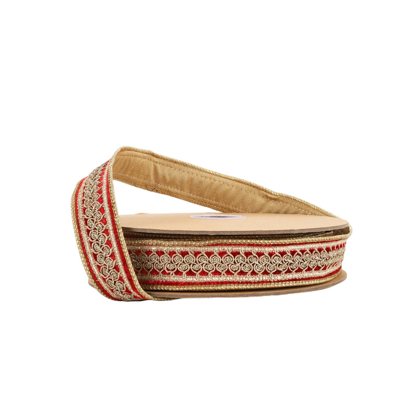 1 1/2" Double-Fused Wired Velvet Ribbon w/ Metallic Trim | 10 Yard Roll: Burgundy / Gold