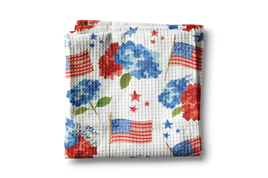 4th July Hydrangea Kitchen Towel Waffle