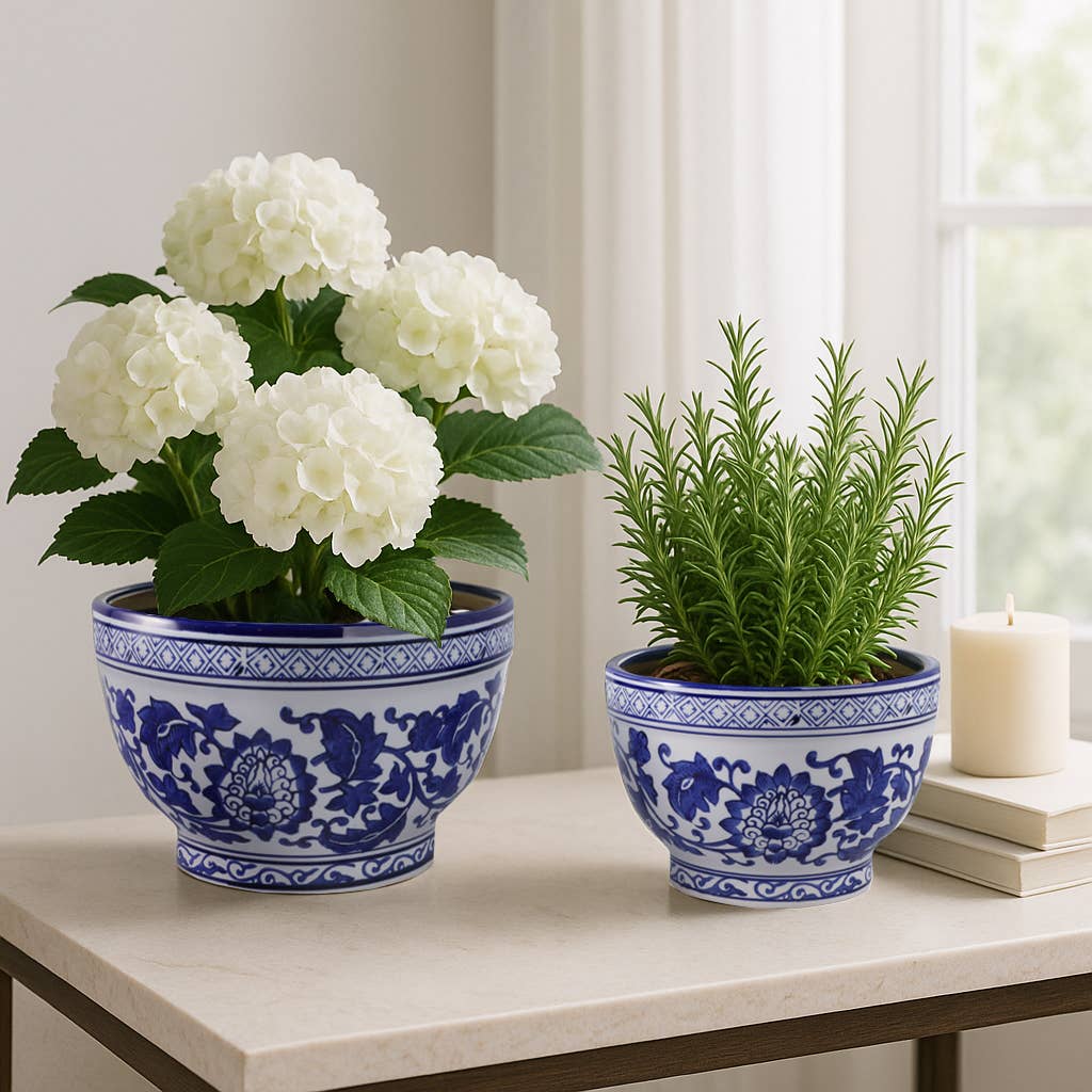 Ceramic Chinoiserie Planters- 2 Sizes