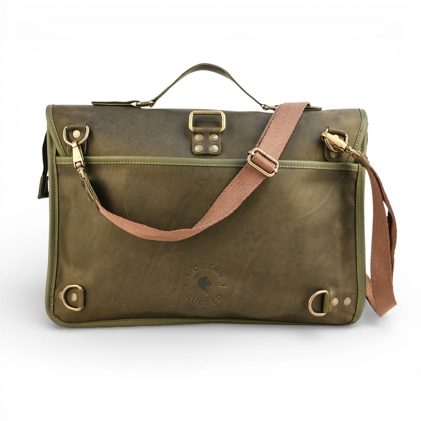 Bovine Leather Briefcase - Olive
