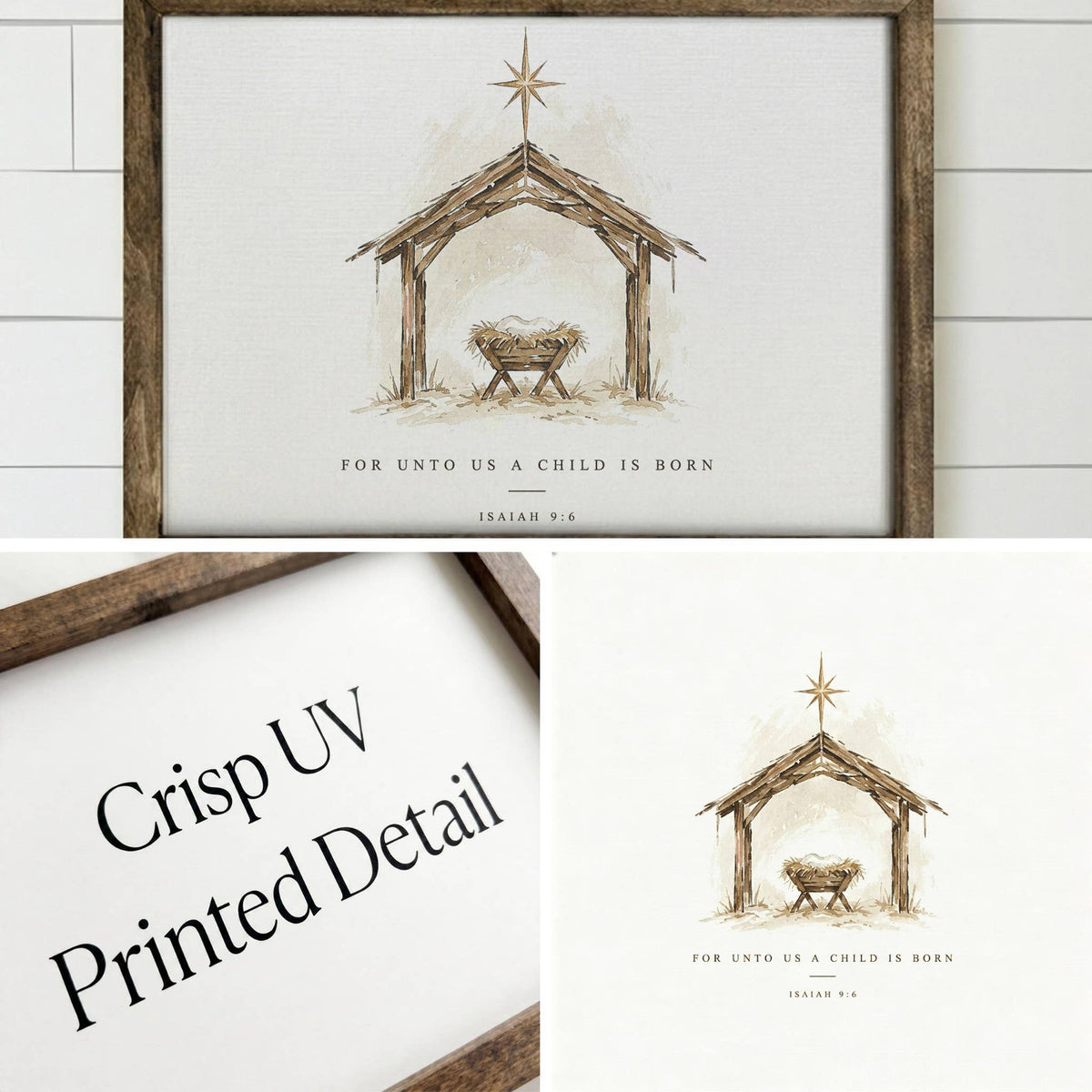 Christmas Nativity Wall Art, 16x30 inches / Walnut