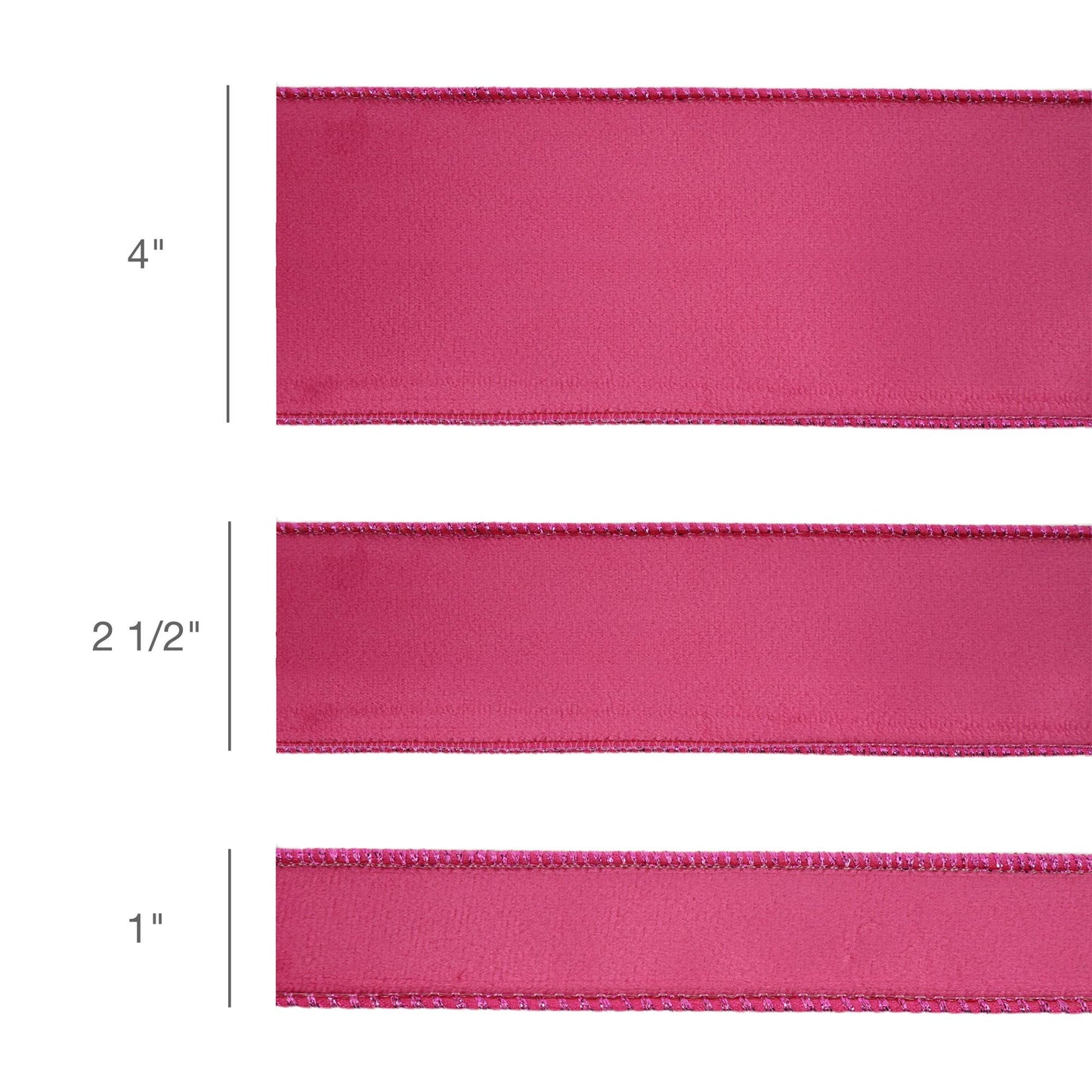 1" Reversible Classic Velvet Wired Ribbon | Hot Pink/Shimmer Pink | 10 Yard Roll