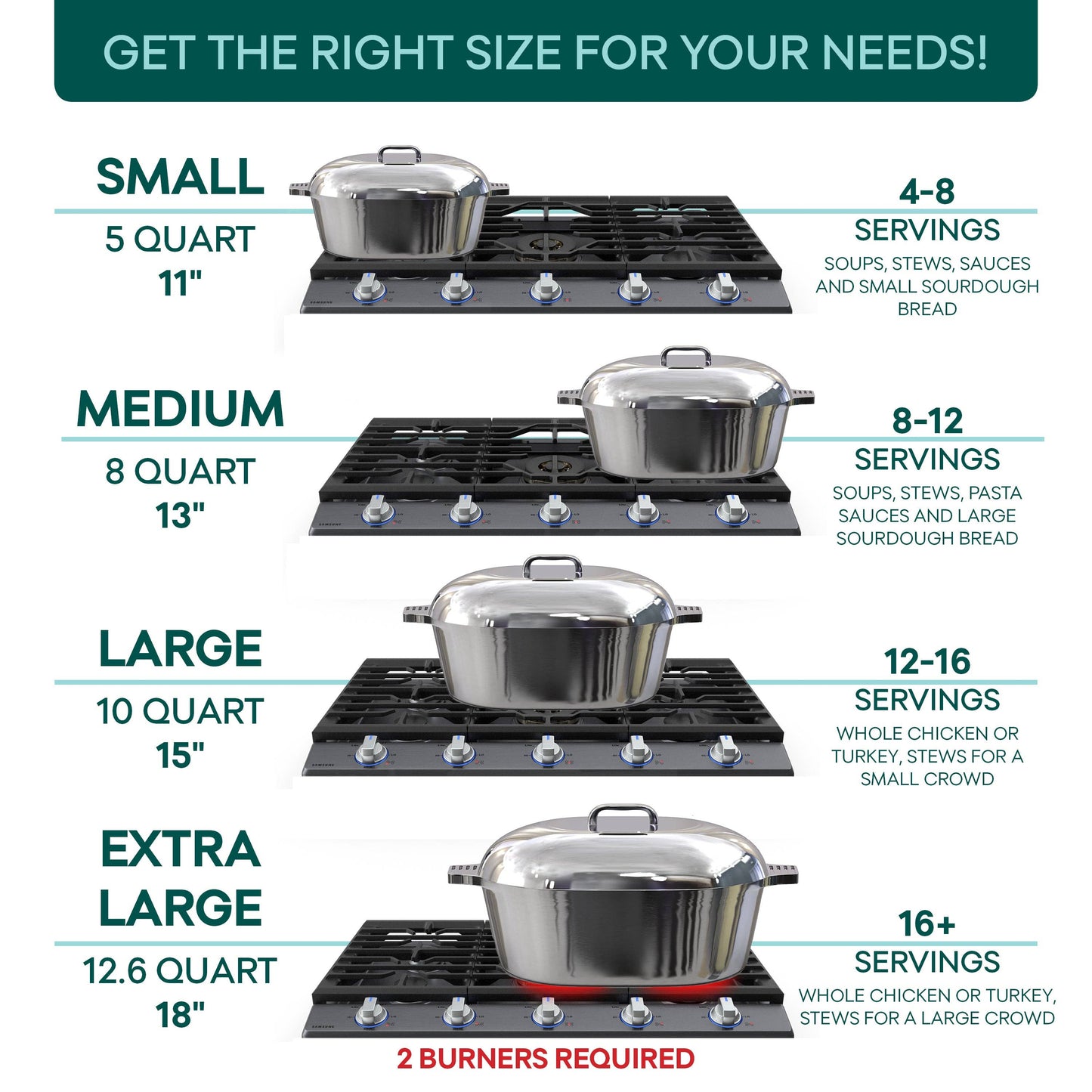 Oval Dutch Oven with Lid: 10 quart