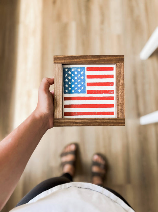 Square Flag | Wall Decor, Home Decor, Made in the USA: Color / Light Oak / 7x7"