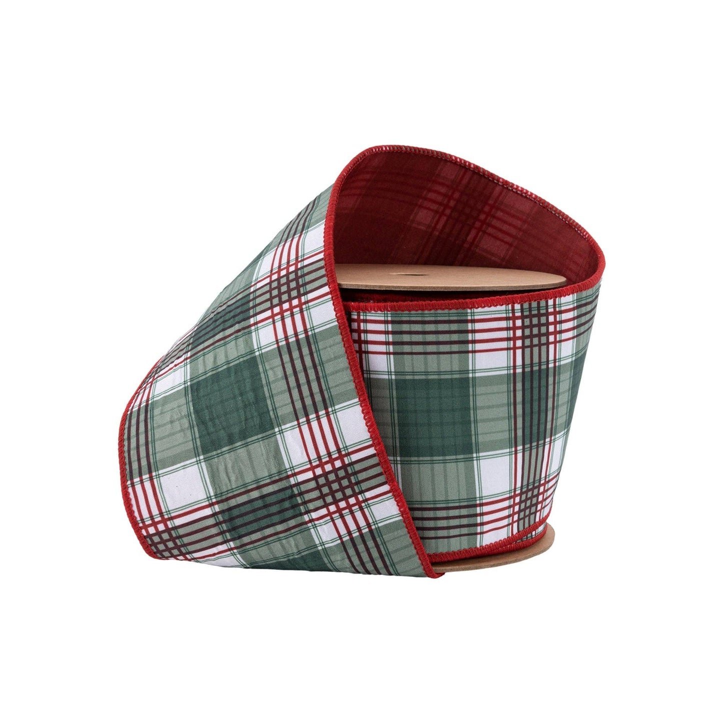 Wired Reversible Dupioni Red/Green Plaid 10 Yard Roll