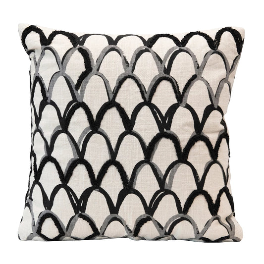 Embroidered Scallop Pattern Pillow