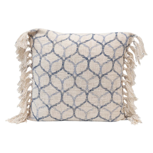 Ogee Pattern & Fringe Pillow