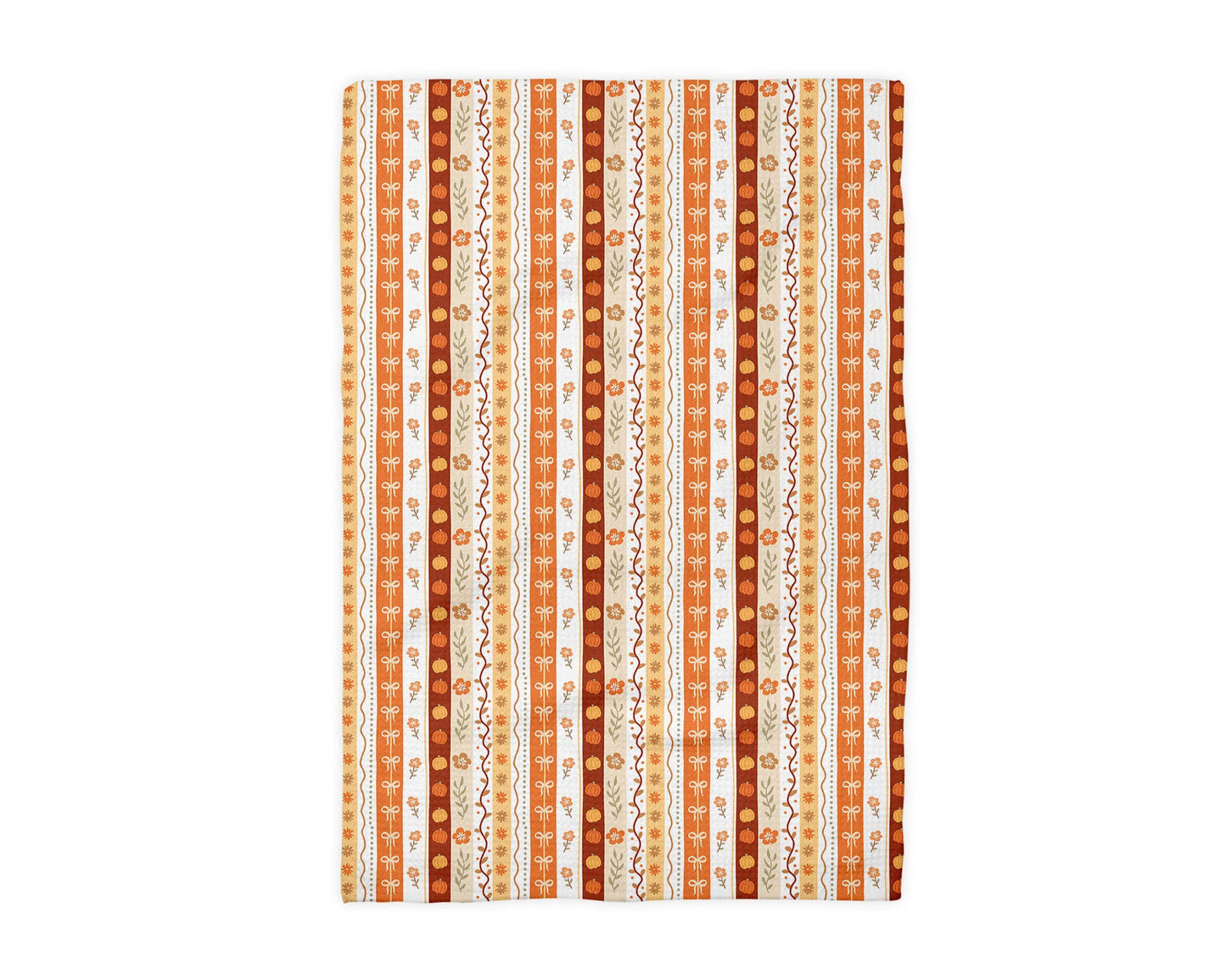 Fall Floral Stripe Kitchen Towel