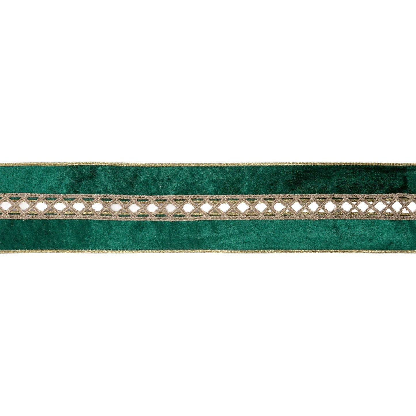 Wired Velvet Criss-Cross Jeweled Ribbon 10yd Roll