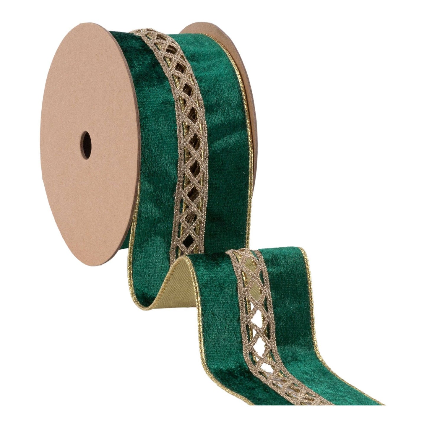 Wired Velvet Criss-Cross Jeweled Ribbon 10yd Roll
