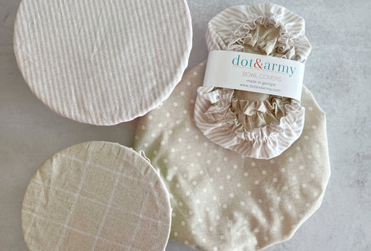 Everyday Reusable Fabric Bowl Covers- Tan
