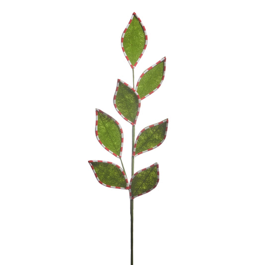 28.75" Green Felt Peppermint Edge Leaf Spray
